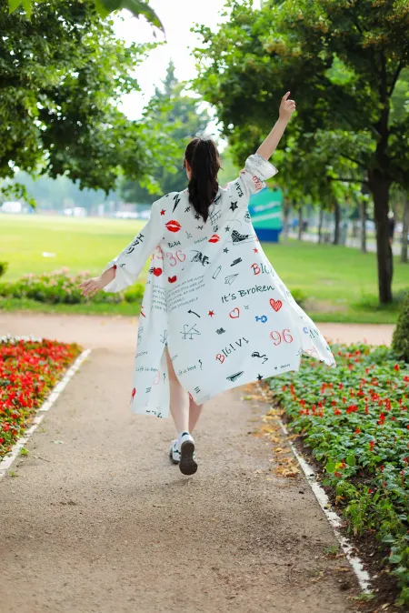 Passion model aktif, enerjik desenli tensel kimono üst giyim