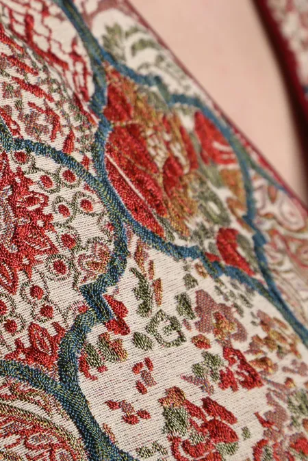 OTTOMAN JACQUARD CEKET Model Jakarlı Otantik Osmanlı Desenli Kısa Kemerli Ceket