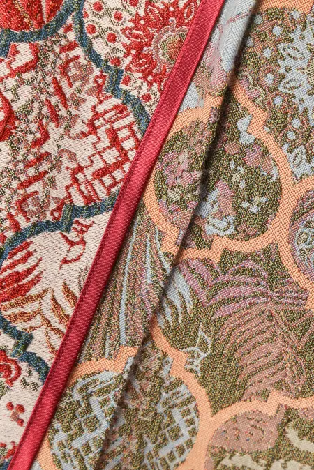 OTTOMAN JACQUARD CEKET Model Jakarlı Otantik Osmanlı Desenli Kısa Kemerli Ceket