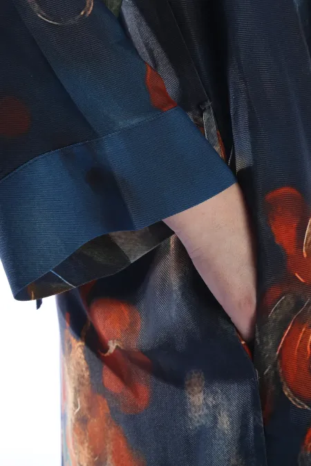 ZAHRA Model Uzun Çiçek Baskılı Kimono Üst