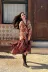 GIPSY ORANGE Model Çiçek Desenli Yaka ve Eteği Fırfırlı Uzun Kimono Elbise