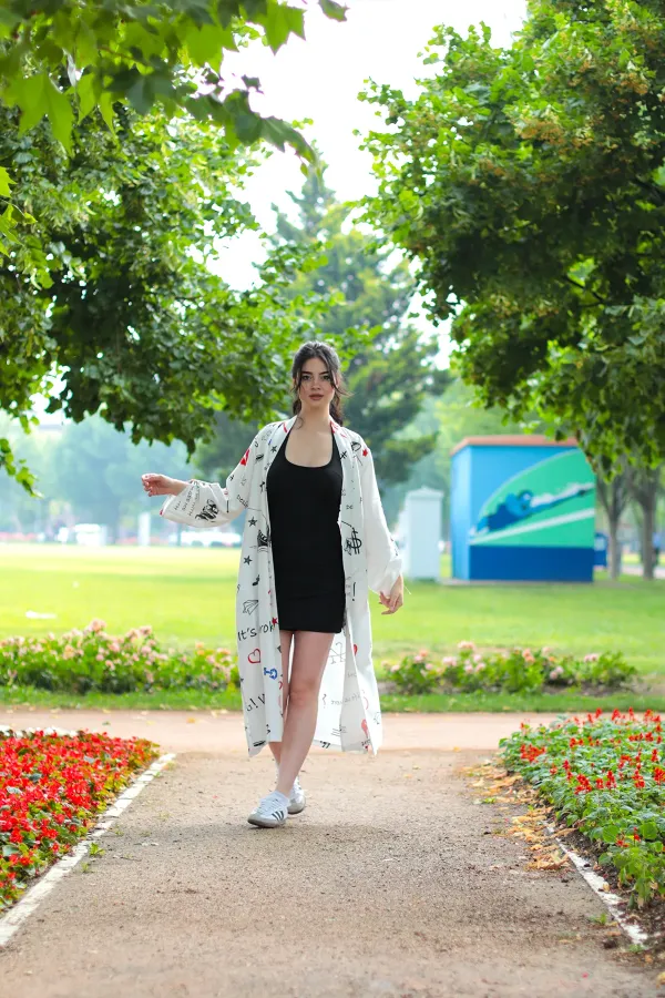 Passion model aktif, enerjik desenli tensel kimono üst giyim